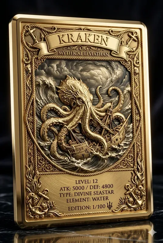 3D Relief Gold Metal Trading Card Art