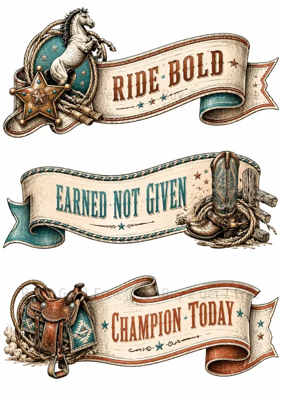 Western Engraved Ribbon Banner Ephemera