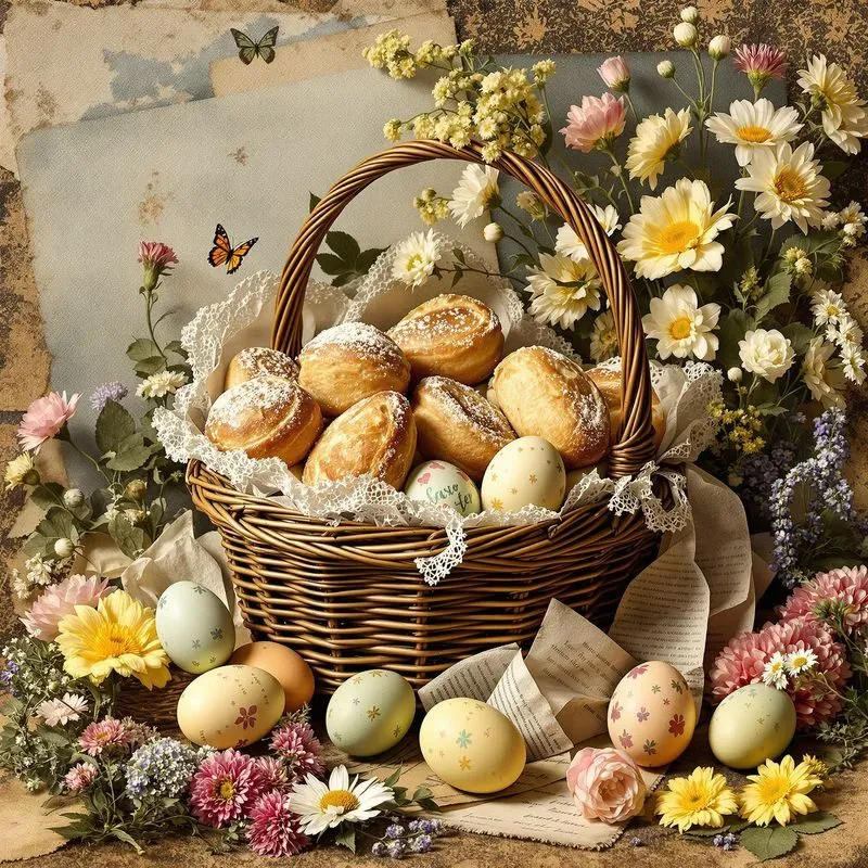 Easter Illustration Spring Collage Art