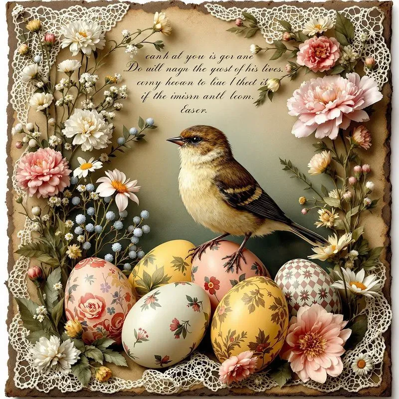 Easter Illustration Spring Collage Art