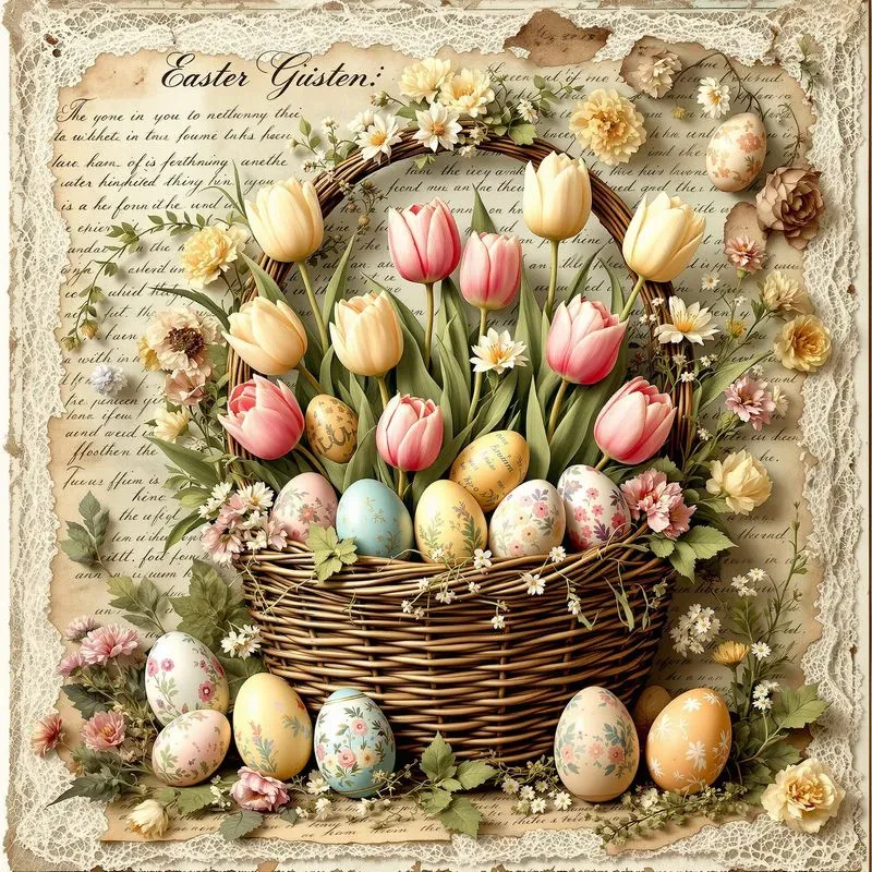 Easter Illustration Spring Collage Art