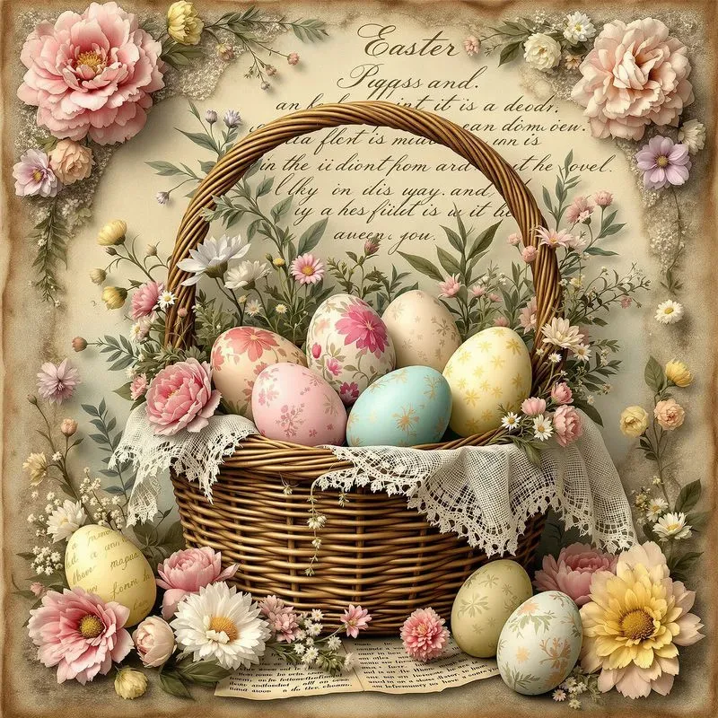 Easter Illustration Spring Collage Art
