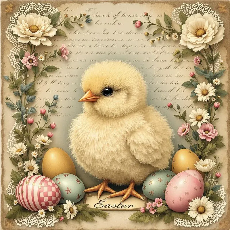 Easter Illustration Spring Collage Art