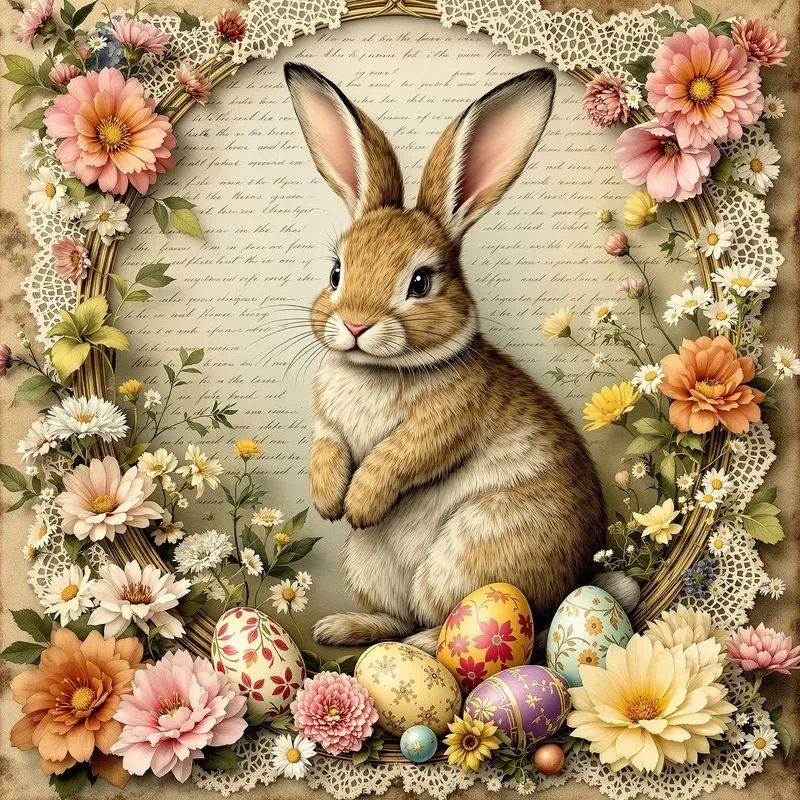 Easter Illustration Spring Collage Art