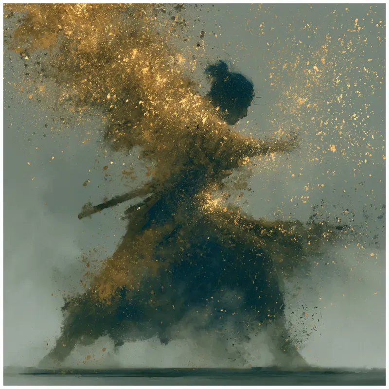 Cinematic Golden Particle Art