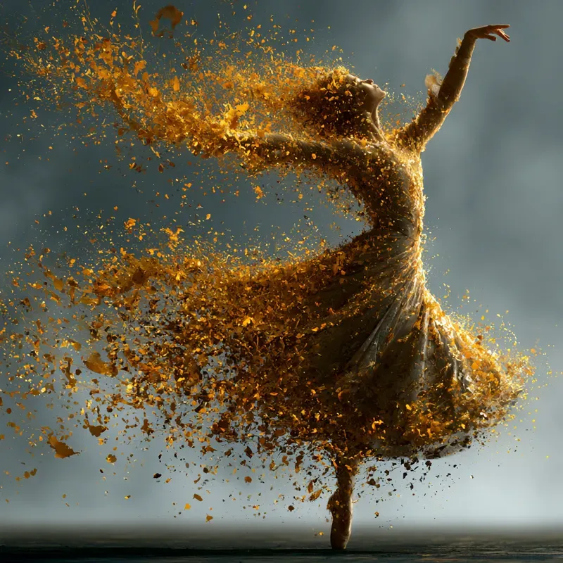 Cinematic Golden Particle Art