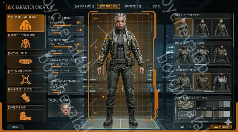 Cyberpunk Scifi Character Creator UIs