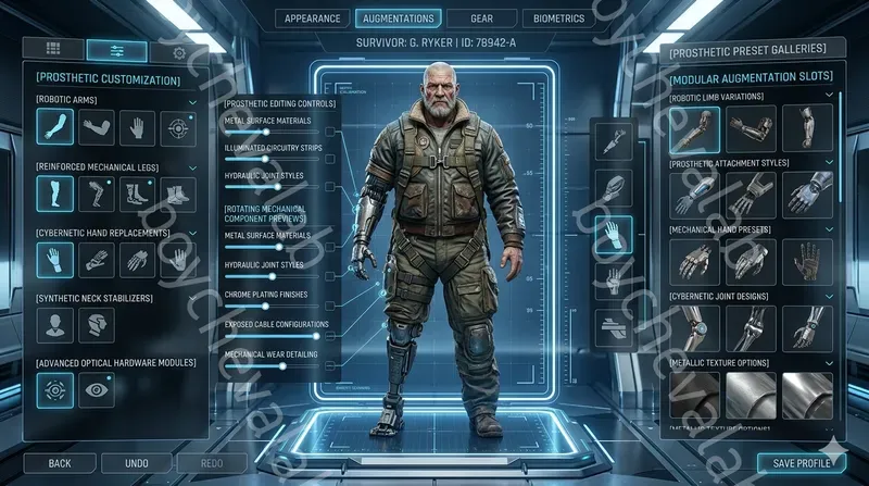 Cyberpunk Scifi Character Creator UIs