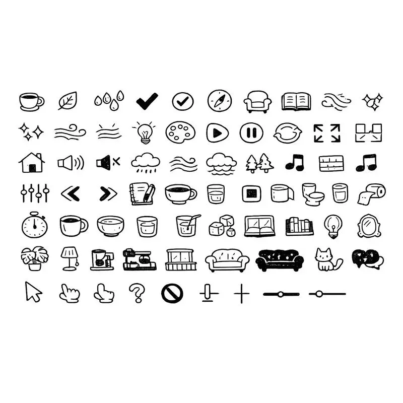 Kawaii Handdrawn Svg Web Icon Set Prompts