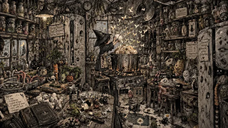 Dark Surreal Kitchen Doodle Artworks