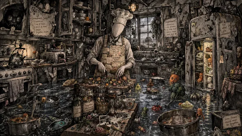 Dark Surreal Kitchen Doodle Artworks