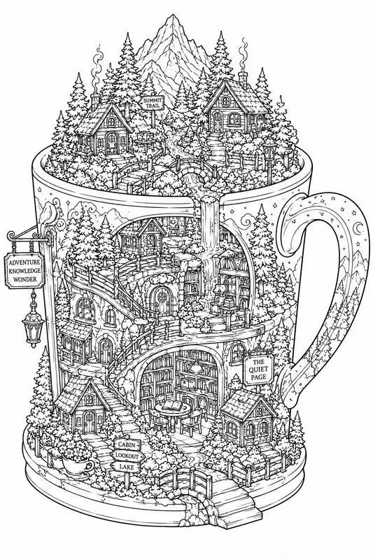 Miniature Hidden Worlds Coloring Pages