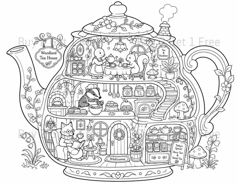 Whimsical Object Cutaway Coloring Books