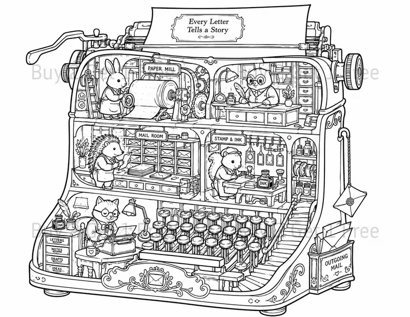 Whimsical Object Cutaway Coloring Books
