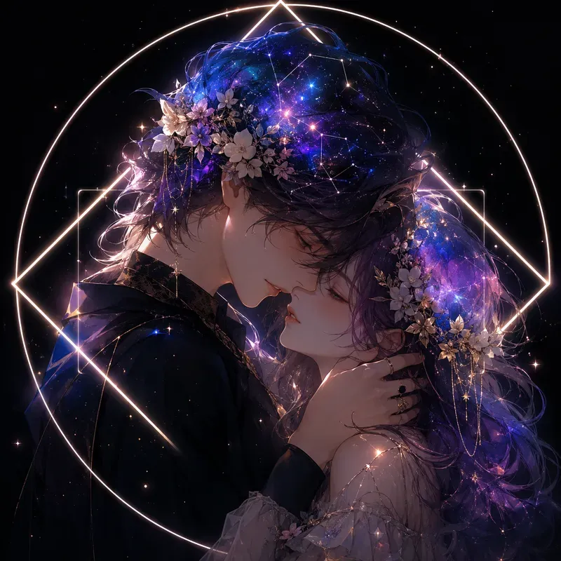 Neon Blossom Embrace Dreamy Anime