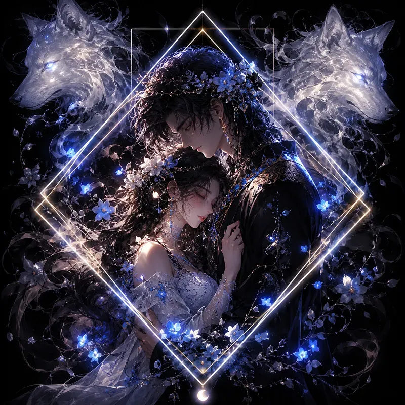 Neon Blossom Embrace Dreamy Anime