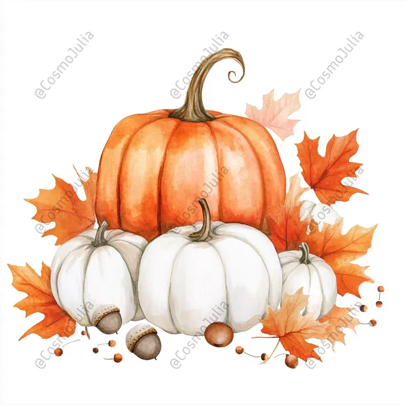 Autumn Harvest Watercolor Cliparts
