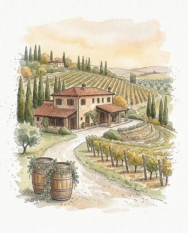 Watercolor Ink Wedding Venue Sketches