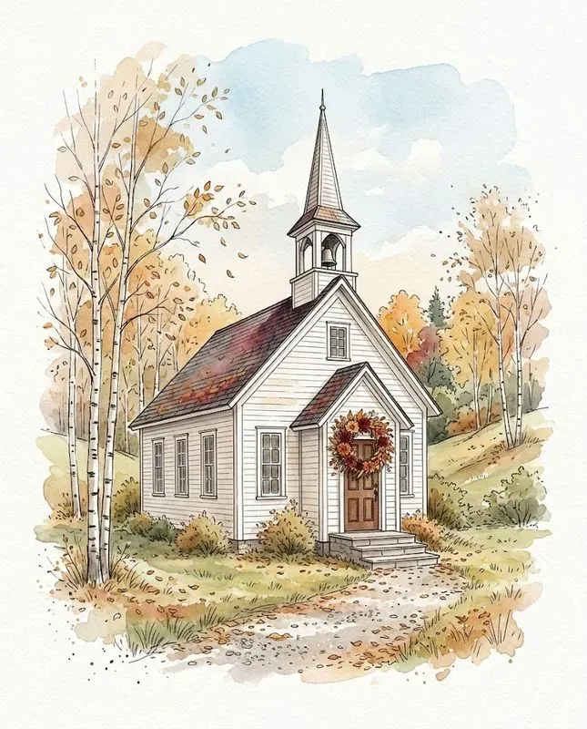 Watercolor Ink Wedding Venue Sketches
