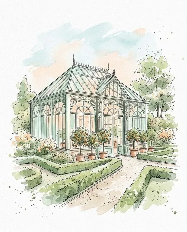 Watercolor Ink Wedding Venue Sketches