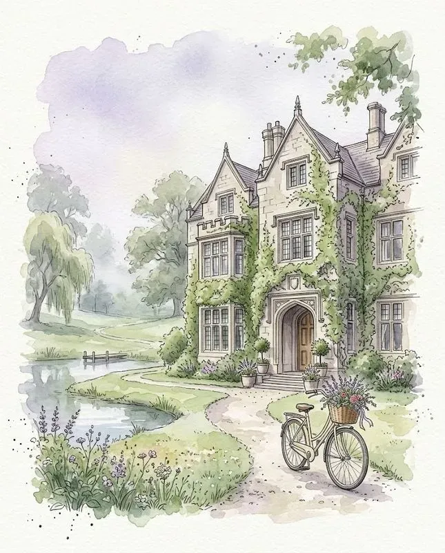Watercolor Ink Wedding Venue Sketches