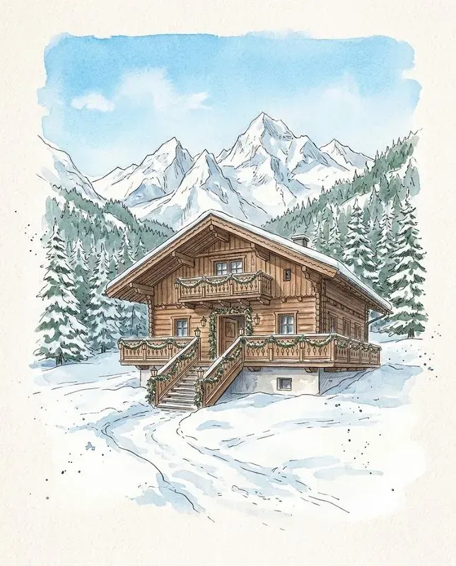Watercolor Ink Wedding Venue Sketches