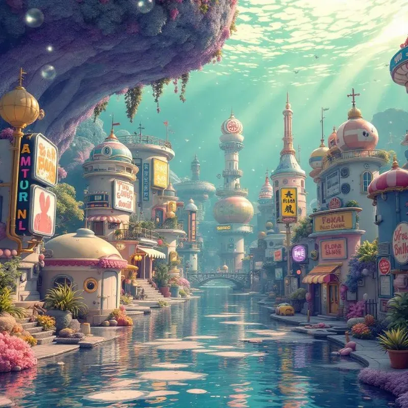 Cartoon Anime Cityscapes Adorable Worlds