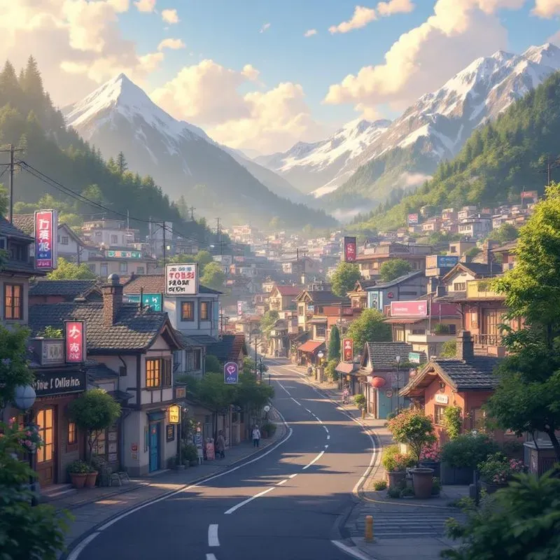 Cartoon Anime Cityscapes Adorable Worlds