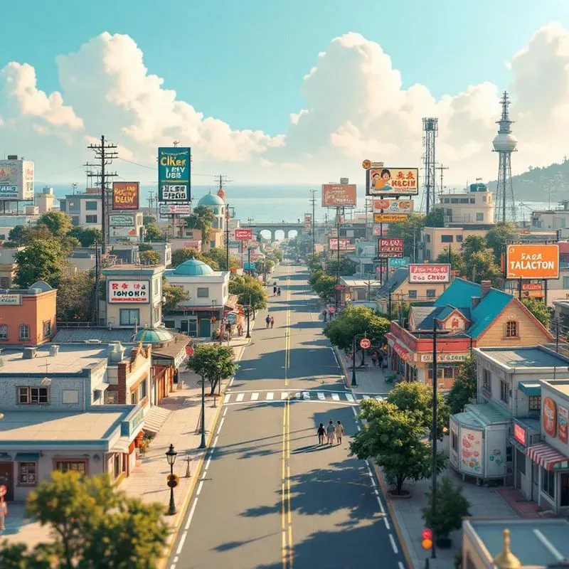 Cartoon Anime Cityscapes Adorable Worlds