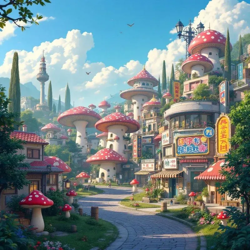Cartoon Anime Cityscapes Adorable Worlds