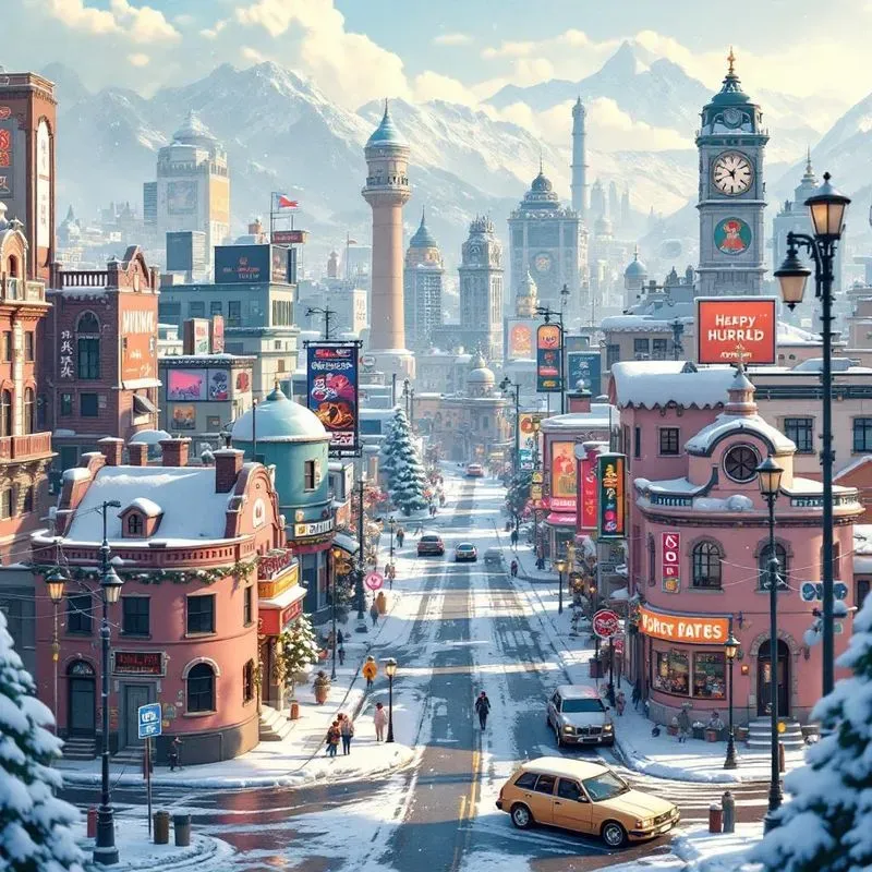 Cartoon Anime Cityscapes Adorable Worlds