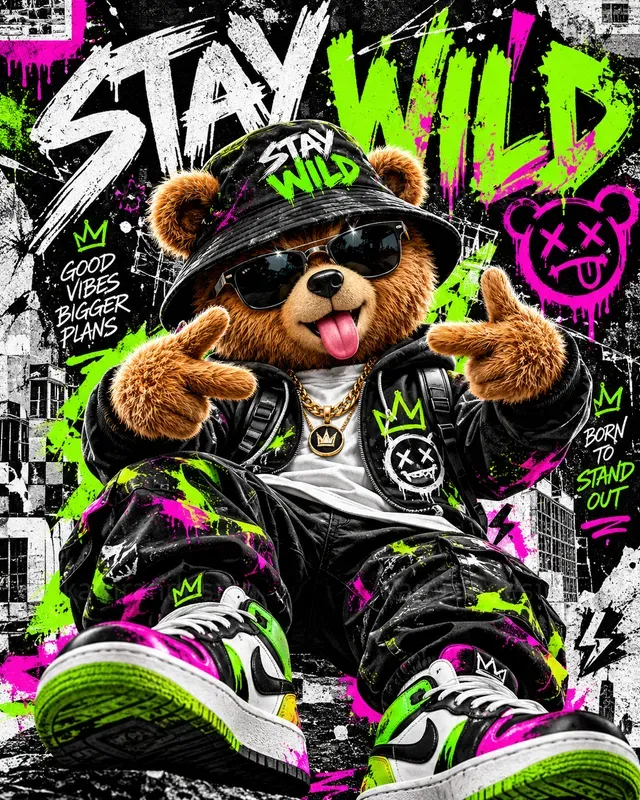 Neon Fuzzy Streetwear Posters
