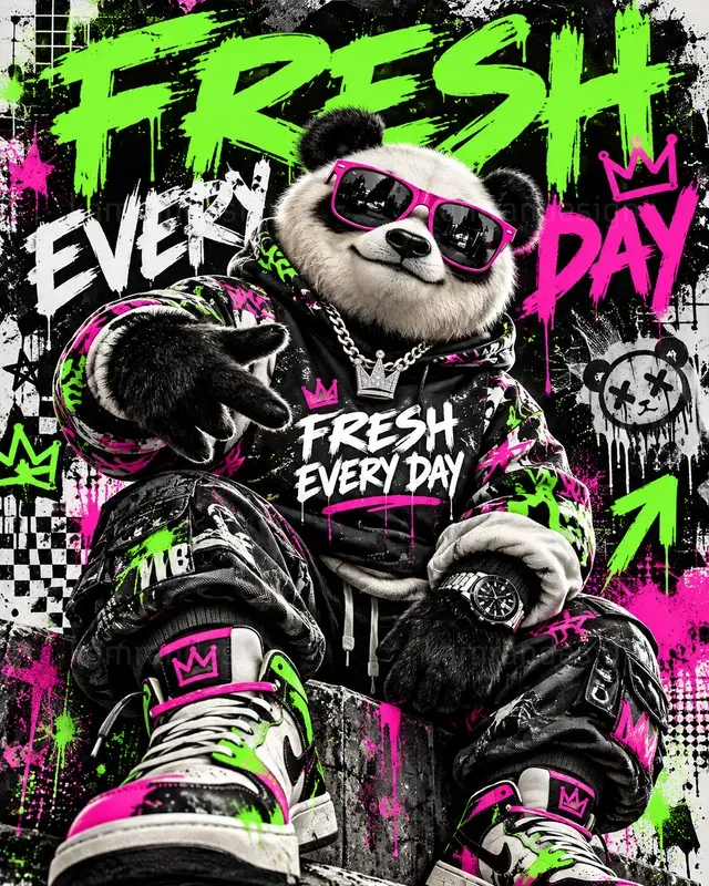 Neon Fuzzy Streetwear Posters