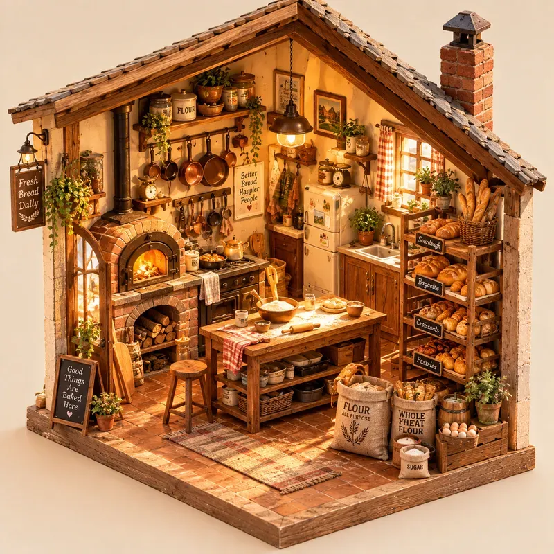Cutaway Dollhouse Room Art