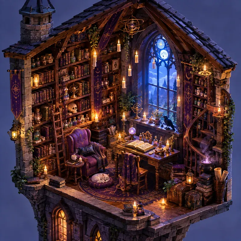 Cutaway Dollhouse Room Art