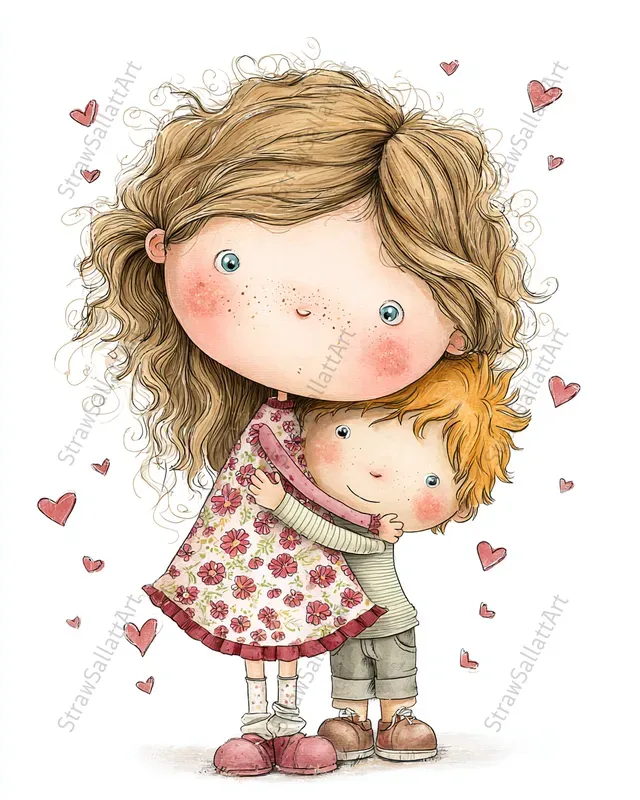 Anime Kids Couples Valentine Clipart Sets