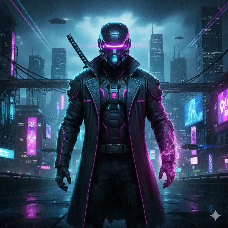 Cyberpunk Cinematic Character Poster Gens