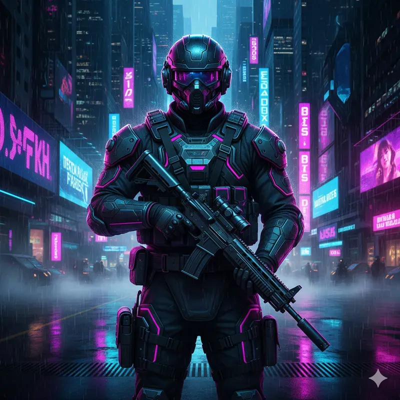 Cyberpunk Cinematic Character Poster Gens