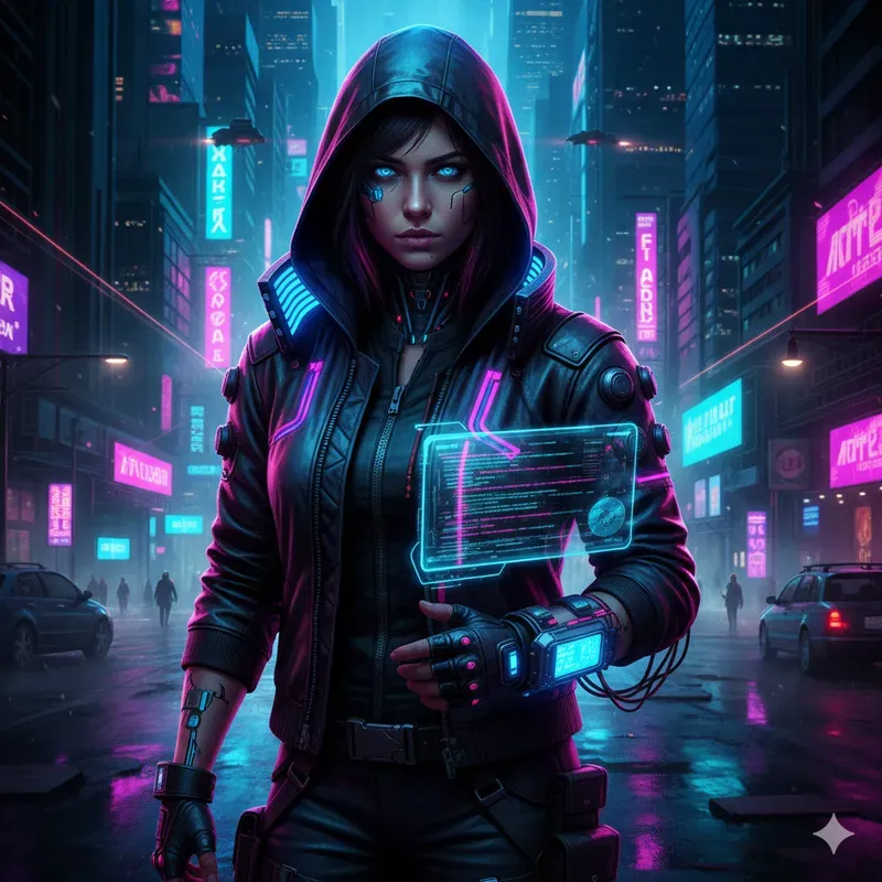 Cyberpunk Cinematic Character Poster Gens
