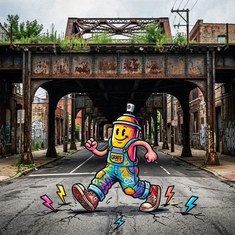 Mixedmedia Urban Cartoon Intervention Ps