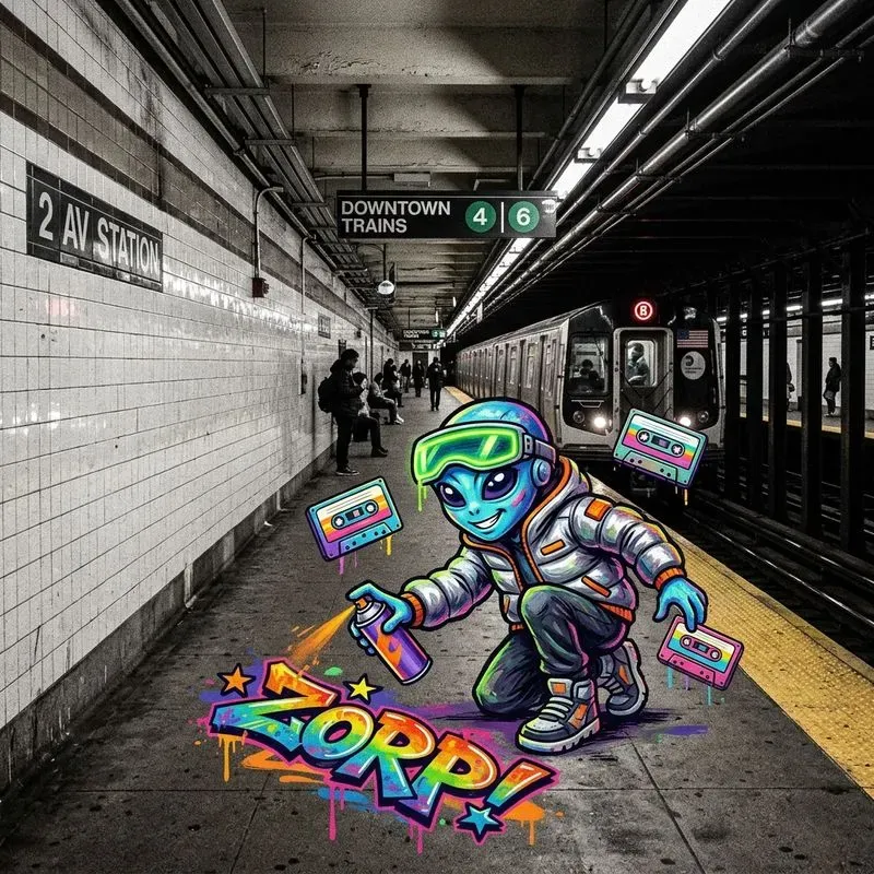 Mixedmedia Urban Cartoon Intervention Ps