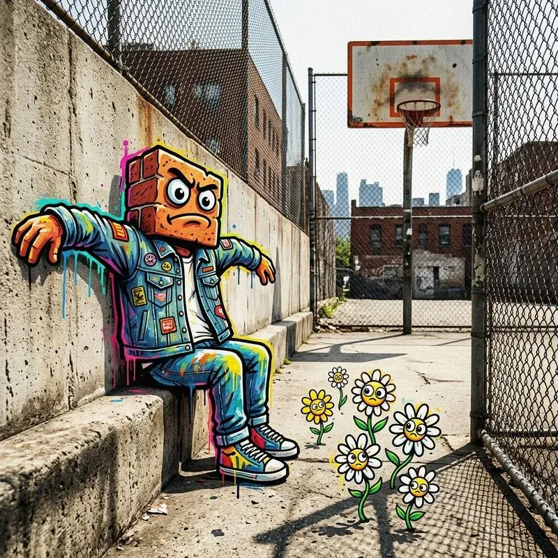 Mixedmedia Urban Cartoon Intervention Ps