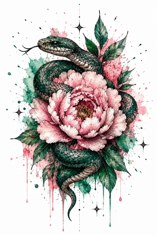 Watercolor Tattoo Flash Art Generator