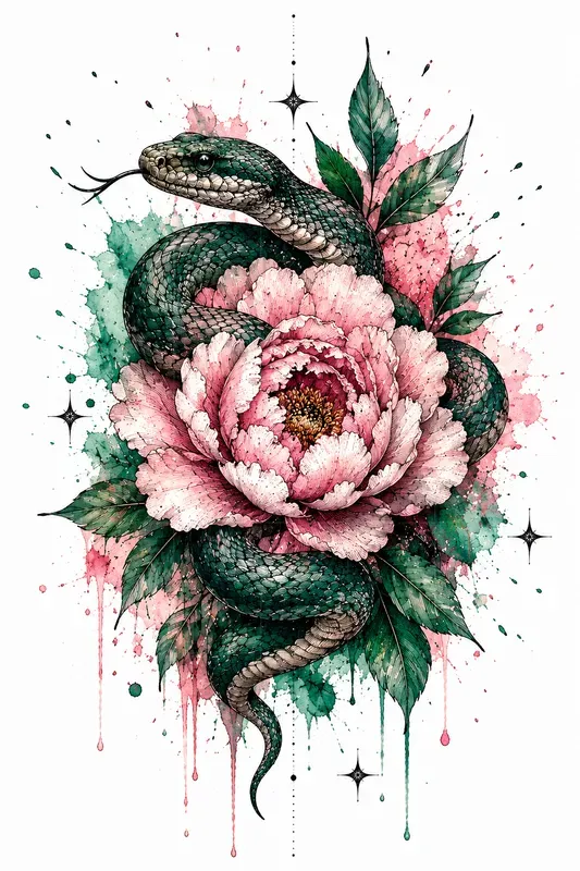 Watercolor Tattoo Flash Art Generator