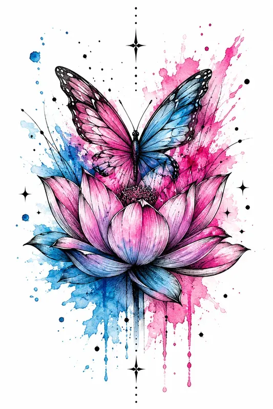 Watercolor Tattoo Flash Art Generator