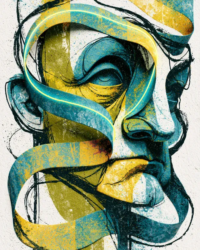 Neon Ribbon Graphic Fine Art