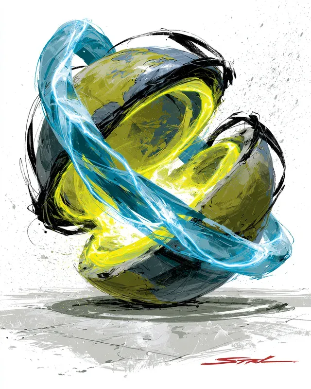 Neon Ribbon Graphic Fine Art