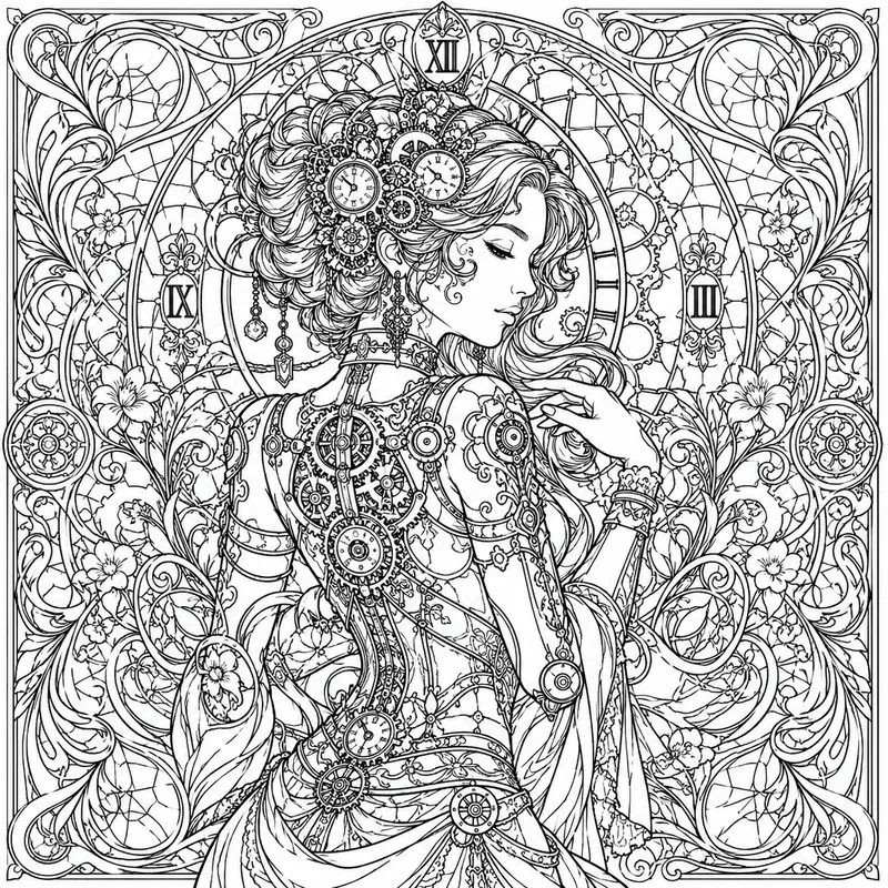 Intricate Art Nouveau Coloring Pages