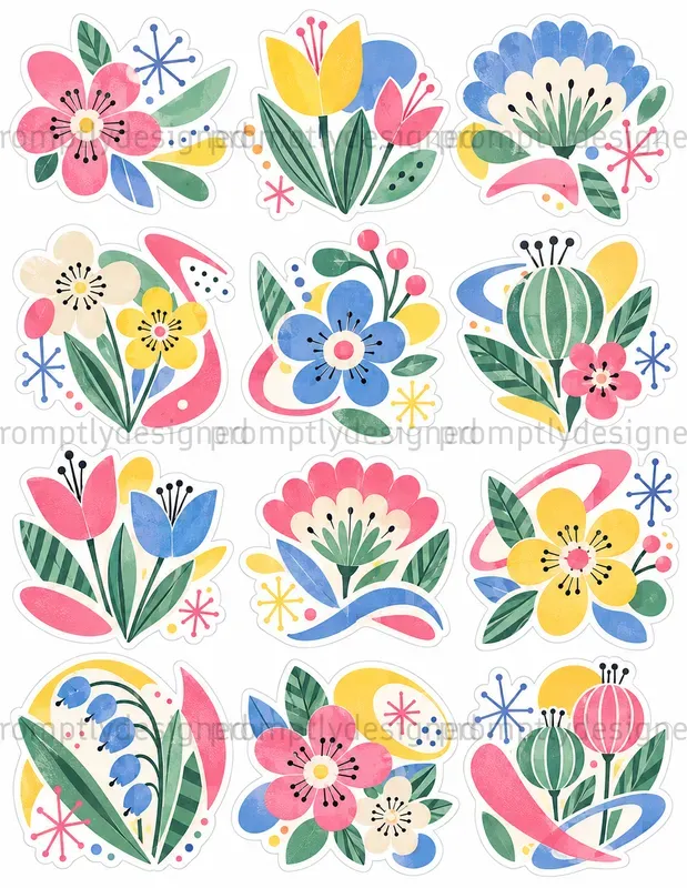Mid Century Collage Stickers