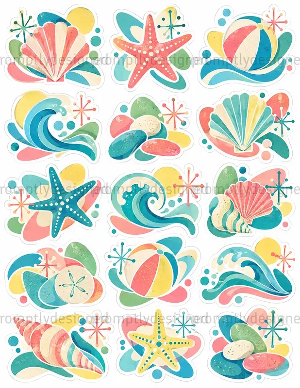 Mid Century Collage Stickers